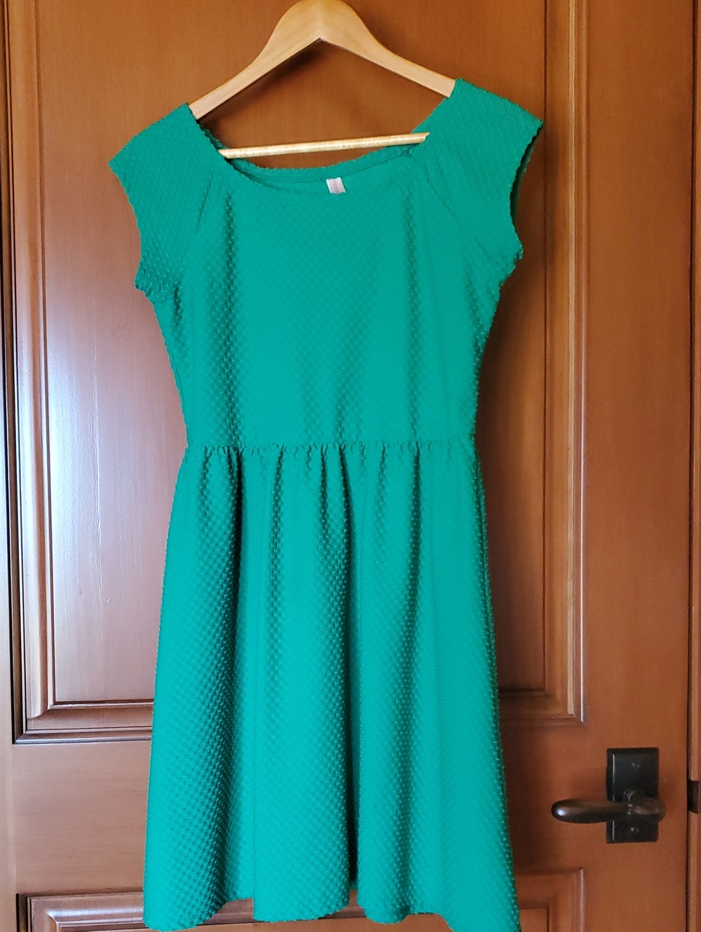 Xhilaration Green Textured Fit-and-Flare Dress